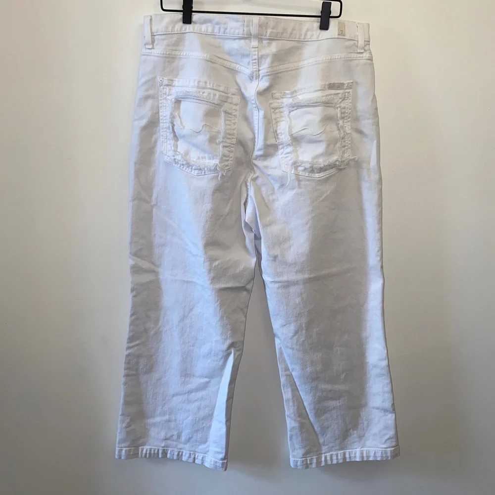 7 For All Mankind Alexa Crop Butterfly High Rise white jeans - Picture 7 of 11